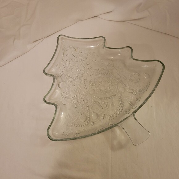 Vintage Glass Christmas Tree Shaped Platter - Picture 2 of 5